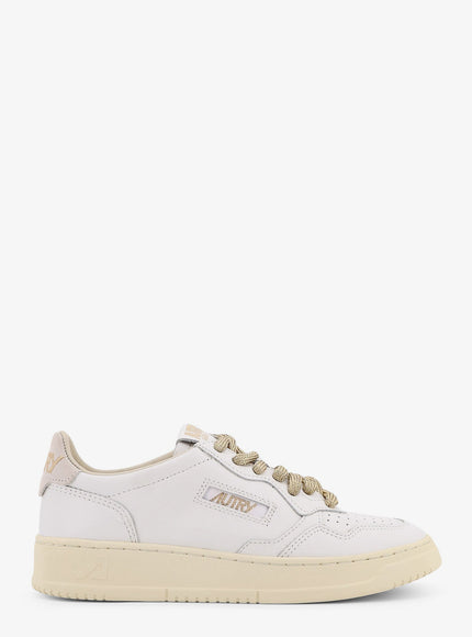 Autry Medalist Low Low-Top Leather Sneakers Bianco Oro