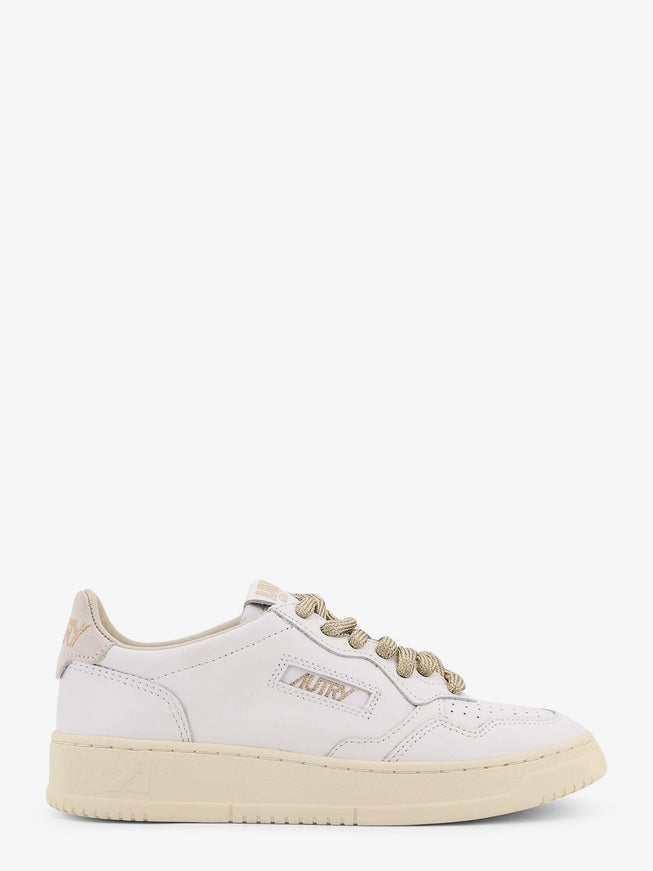 Autry Medalist Low Low-Top Leather Sneakers Bianco Oro
