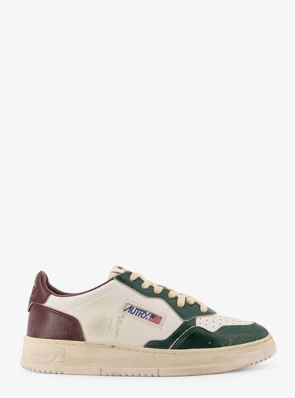 Autry Super Vintage Leather Low-Top Sneakers Bianco Verde Marrone