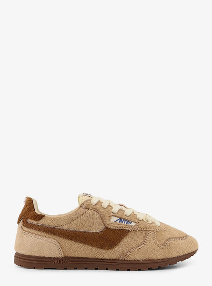 Autry Low-Top Windspin Leather Sneakers Beige Pony
