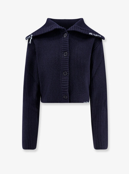 Axel Arigato Celin Ribbed Wool Blend Cardigan Blu