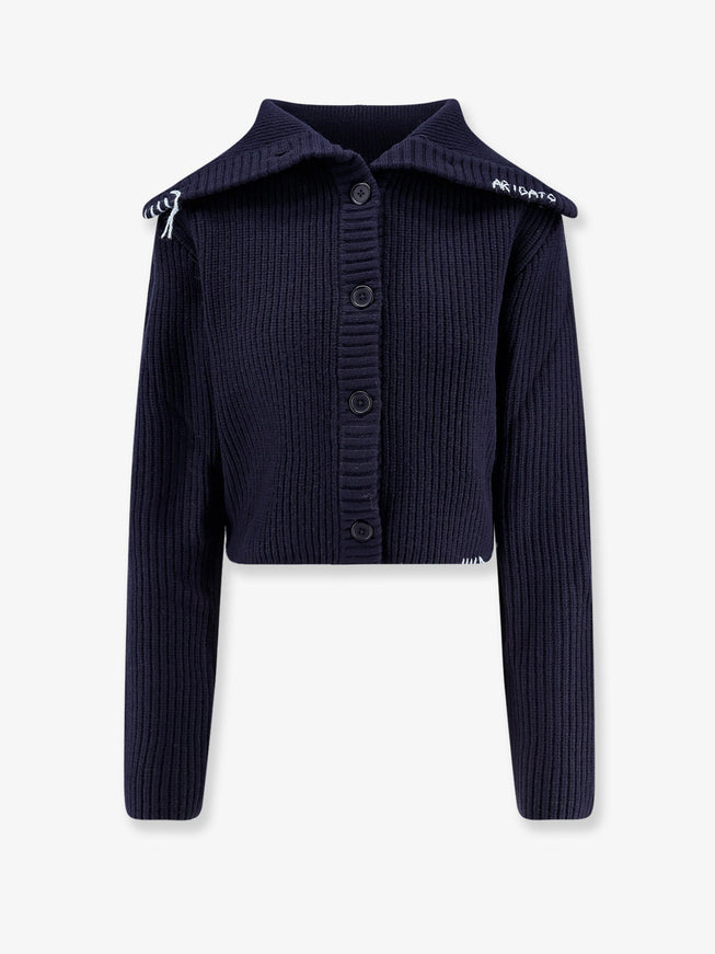 Axel Arigato Celin Ribbed Wool Blend Cardigan Blu