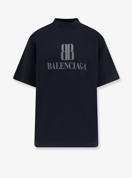 Balenciaga Cotton T-Shirt With Logo Faded Black