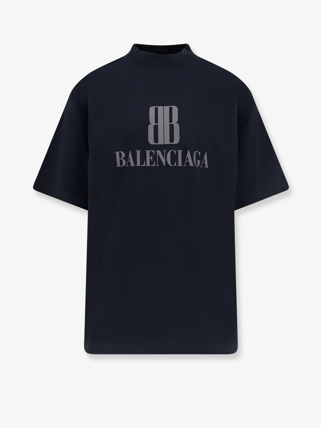Balenciaga Cotton T-Shirt With Logo Faded Black