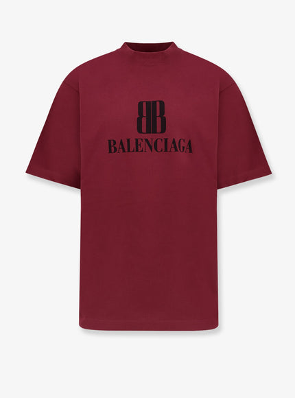 Balenciaga Cotton T-Shirt With Logo Bordeaux