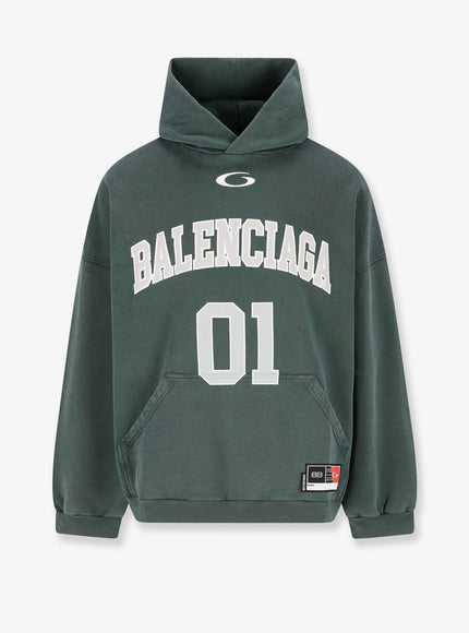 Balenciaga Cotton Hooded Sweatshirt Dark Green