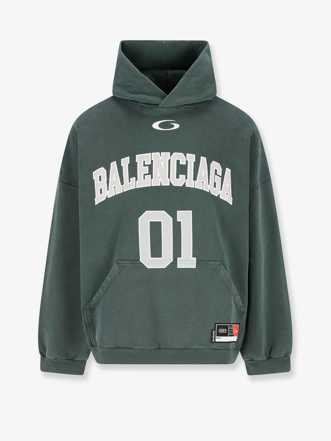 Balenciaga Cotton Hooded Sweatshirt Dark Green