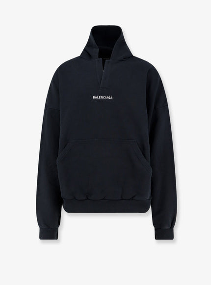 Balenciaga Cotton Hooded Sweatshirt Faded Black White