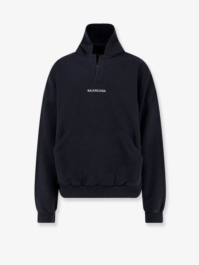 Balenciaga Cotton Hooded Sweatshirt Faded Black White