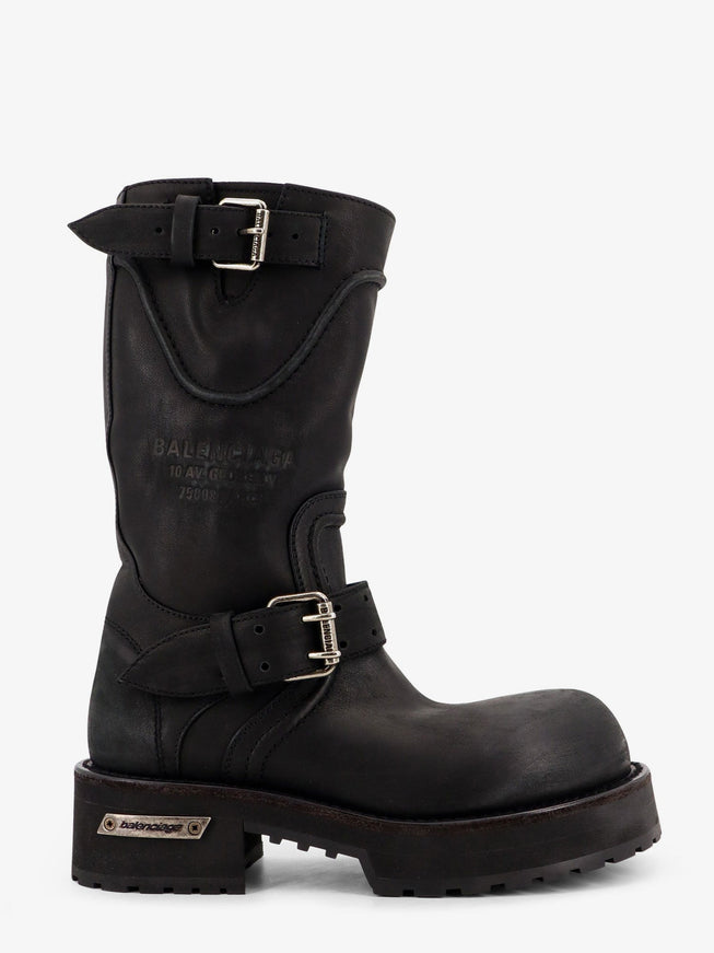 Balenciaga Venom Leather Boots Blacksilver