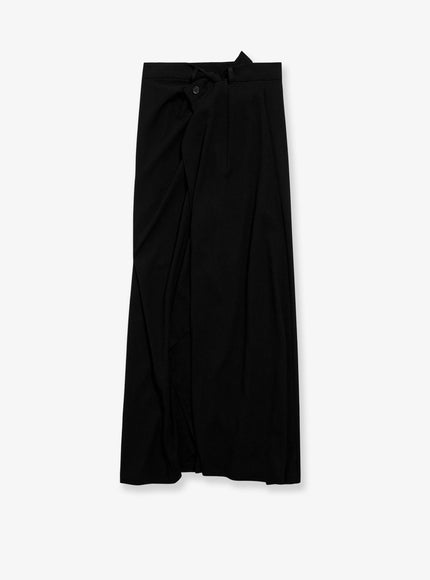 Balenciaga Draped Crepe Midi Skirt Nero