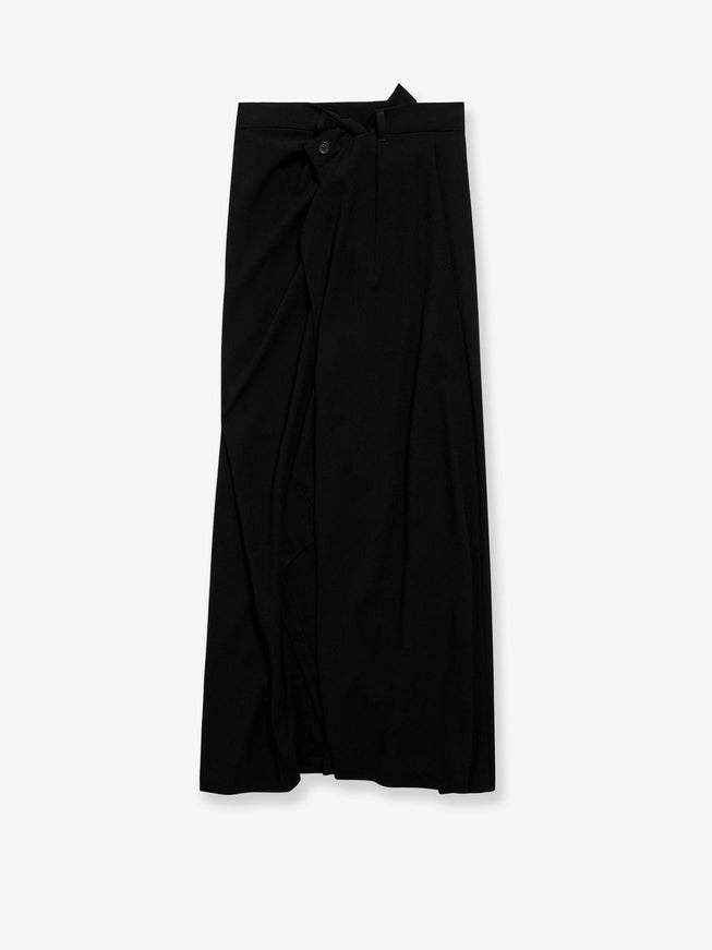Balenciaga Draped Crepe Midi Skirt Nero