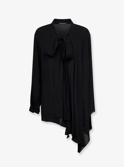 Balenciaga Silk Shirt With Bow Nero