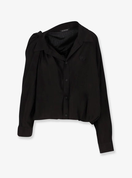Balenciaga One Shoulder Lyocell Shirt Nero