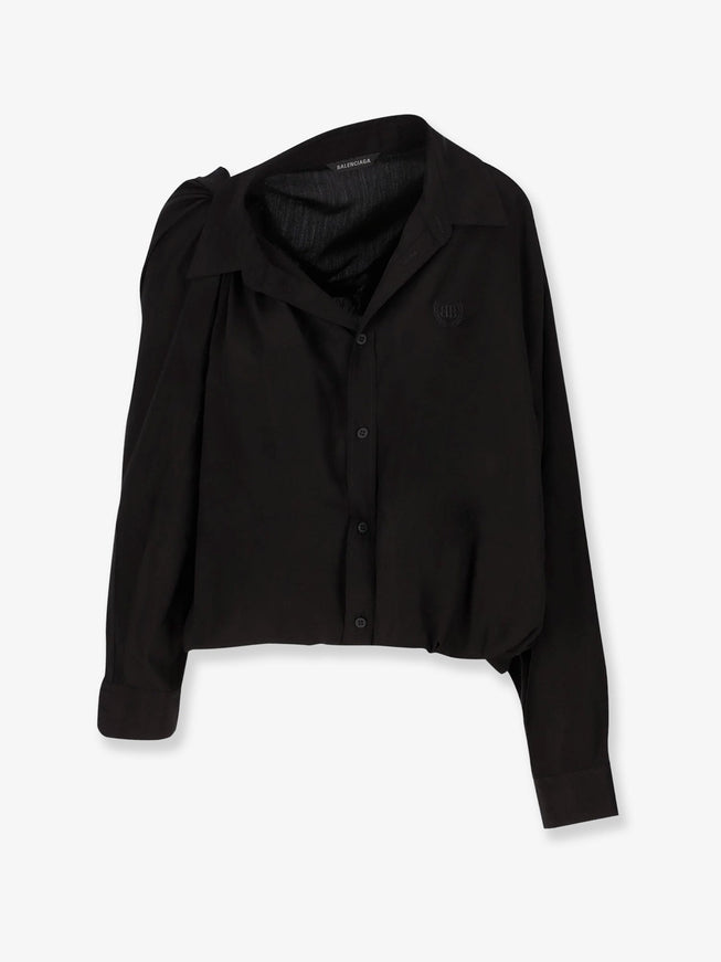 Balenciaga One Shoulder Lyocell Shirt Nero