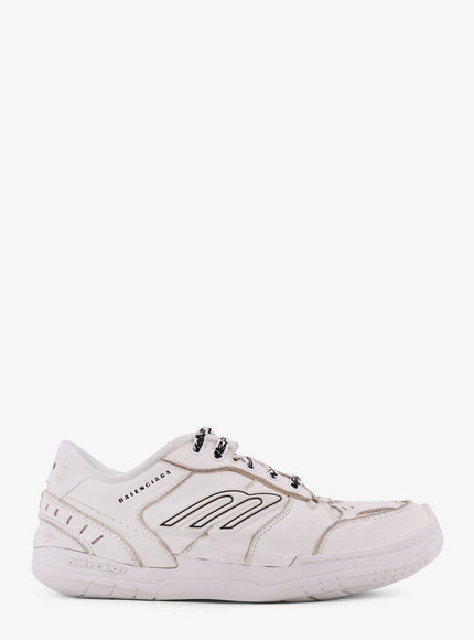 Balenciaga Hamptons Worn-Out Leather Low-Top Sneakers White