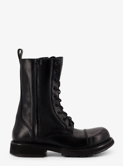 Balenciaga Leather Truck Laceup Boot Black