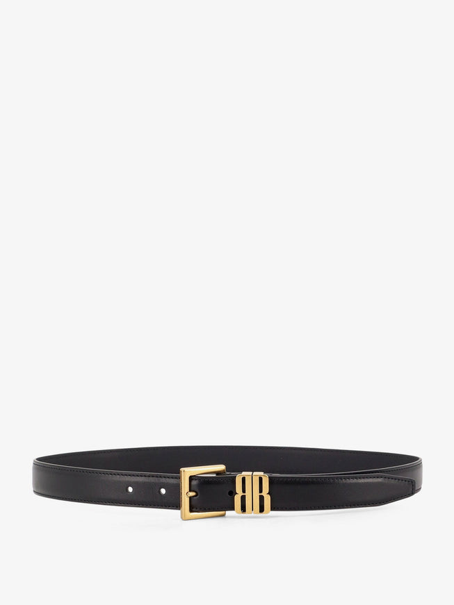Balenciaga Leather Belt With Bb Editor Leather Nero