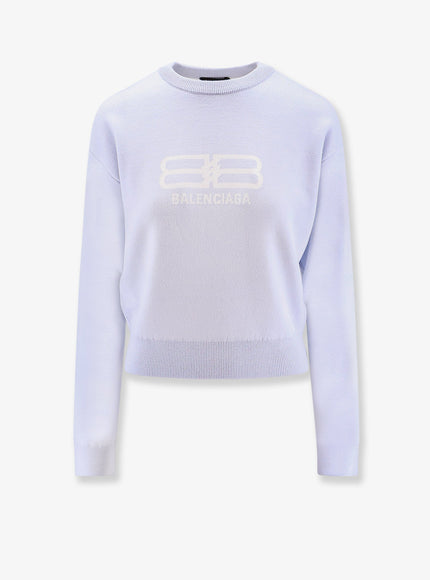Balenciaga Wool And Cotton Blend Sweater Blue
