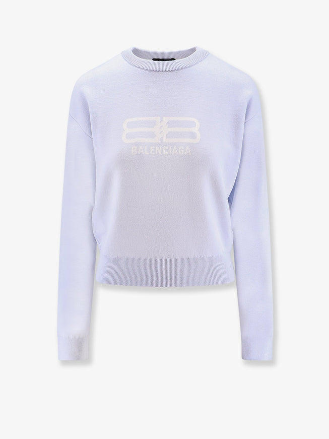 Balenciaga Wool And Cotton Blend Sweater Blue