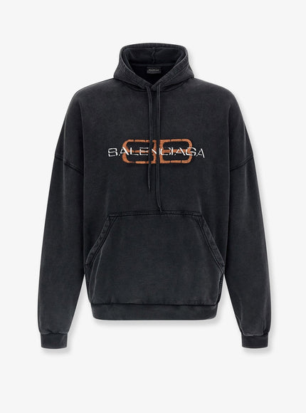 Balenciaga Cotton Hooded Sweatshirt Faded Black
