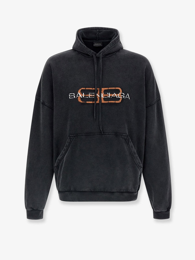 Balenciaga Cotton Hooded Sweatshirt Faded Black