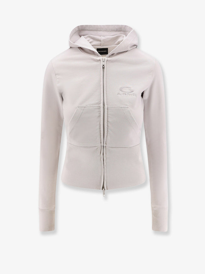 Balenciaga Cotton Hooded Sweatshirt Dirty White