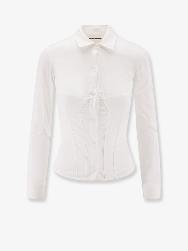 Balenciaga Cotton Blend Corset Shirt 36 White