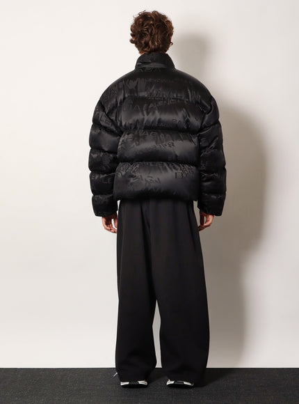 Balenciaga Nylon Down Jacket With All-Over Lettering Logo
