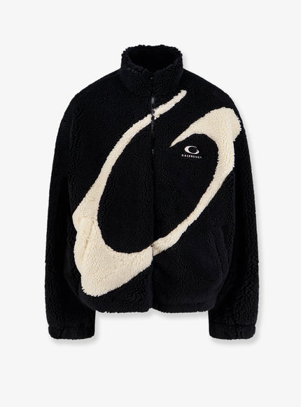 Balenciaga Oversized Faux Fur Jacket Black