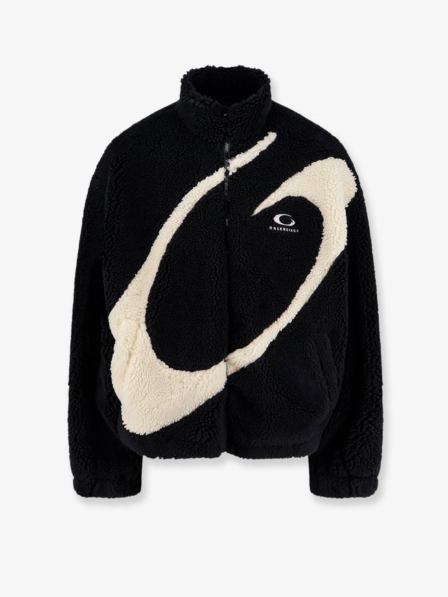 Balenciaga Oversized Faux Fur Jacket Black