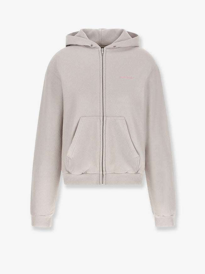 Balenciaga Cotton Hooded Sweatshirt Bianco Rosa