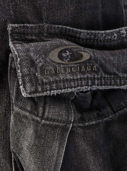 Balenciaga Cargo Black Denim Trousers