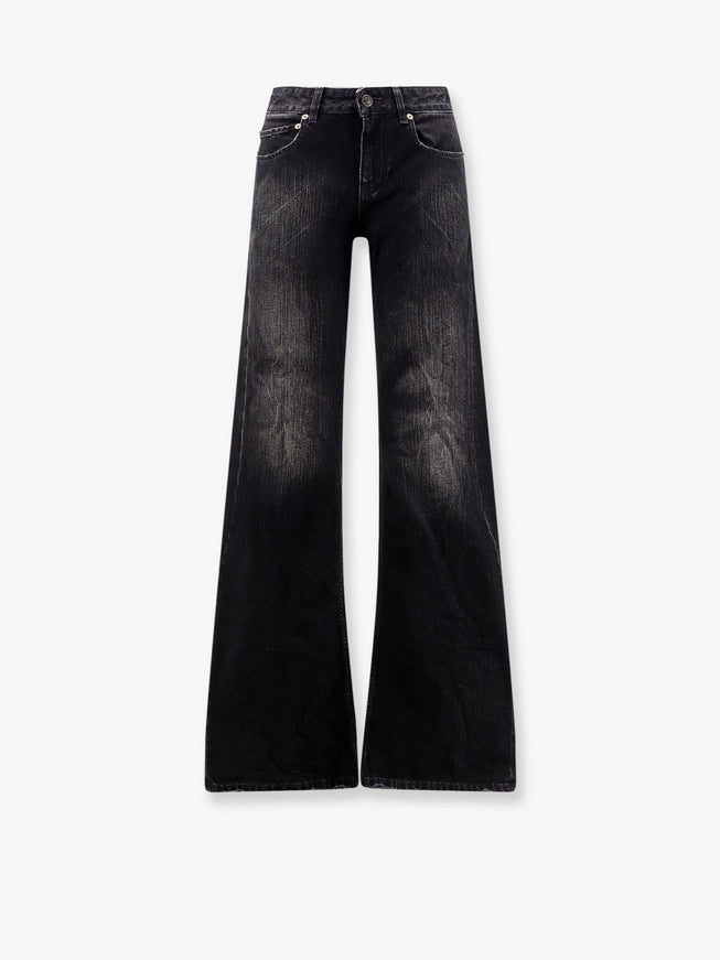 Balenciaga Wide Leg Black Denim Trousers Black Fade Out