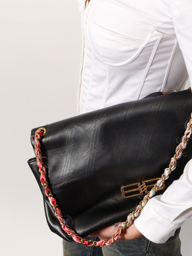Balenciaga Darling Leather Shoulder Bag With Bb Logo On The Front