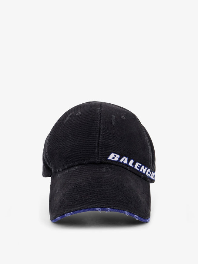 Balenciaga Cotton Baseball Hat With Distressed Effect Black