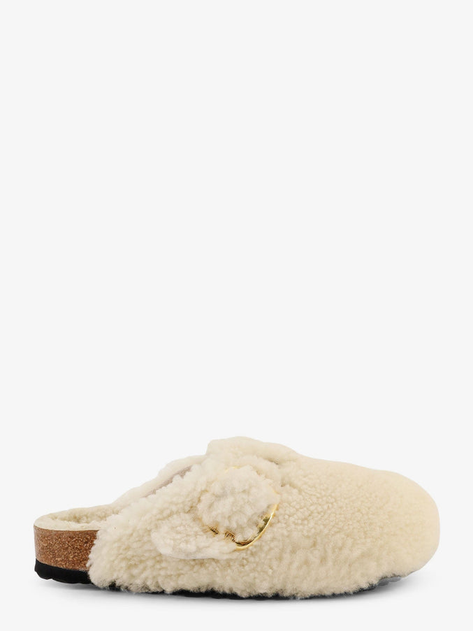Birkenstock Boston Big Buckle Shearling Mule Teddy Eggshell