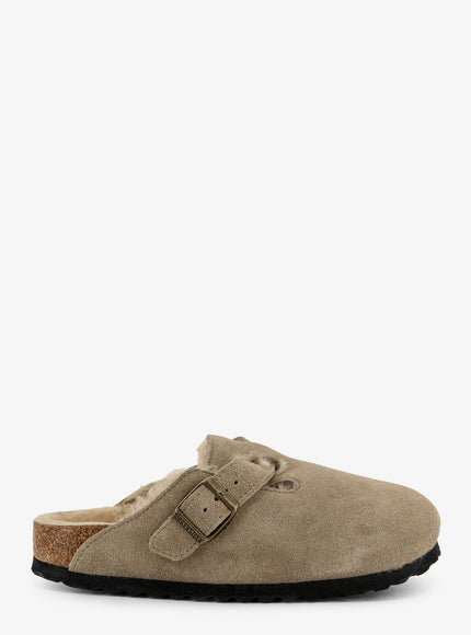 Birkenstock Boston Shearling Suede Mule Taupe