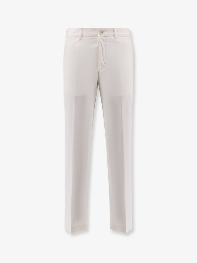 Boss Cotton And Silk Trousers Open White
