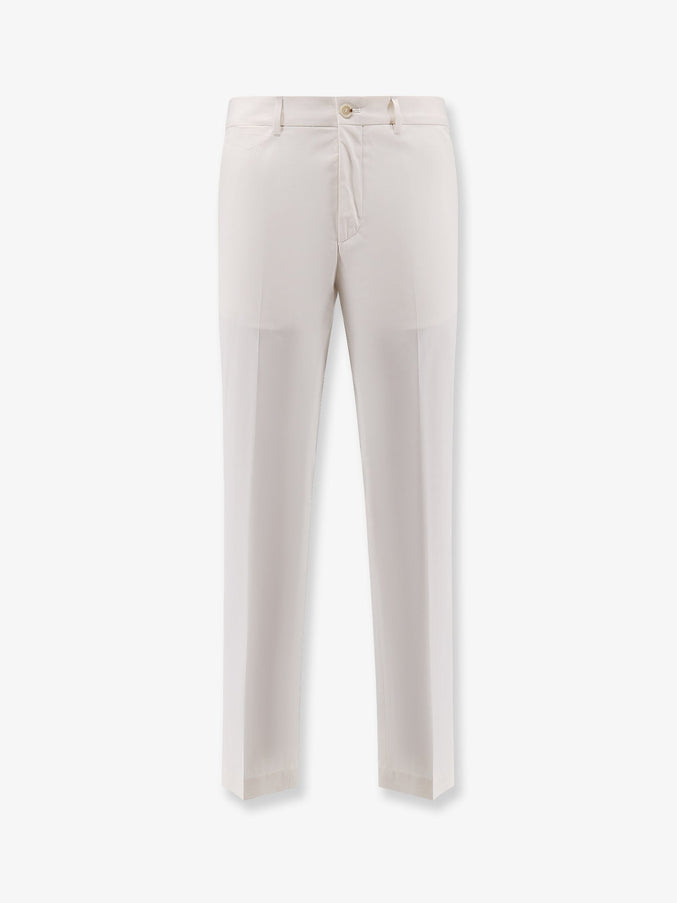 Boss Cotton And Silk Trousers Open White