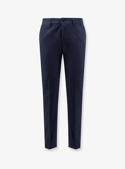Boss Cotton And Silk Trousers Dark Blue