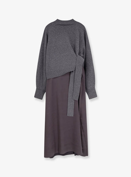 Boss Flalina Dress With Virgin Wool And Cashmere Sweater Dark Grey