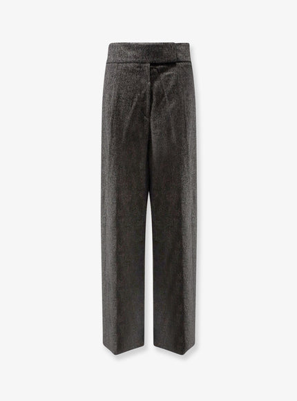 Boss Telda Viscose And Virgin Wool Trousers Dark Grey