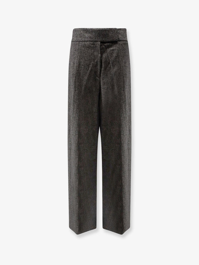 Boss Telda Viscose And Virgin Wool Trousers Dark Grey