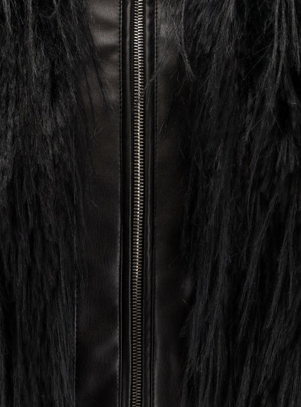 Boss Cecool Faux Leather Jacket With Feathers
