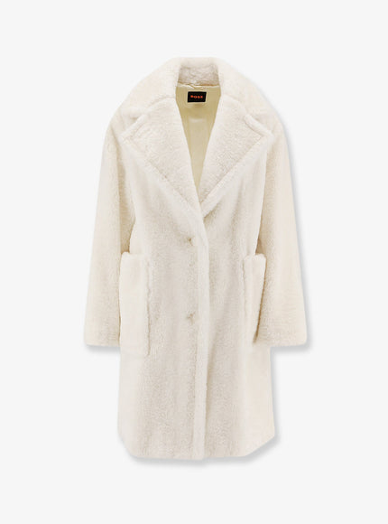 Boss Catedy Synthetic Fur Coat Open White