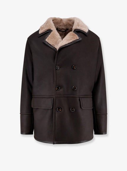 Boss Mabano Shearling Jacket Medium Brown