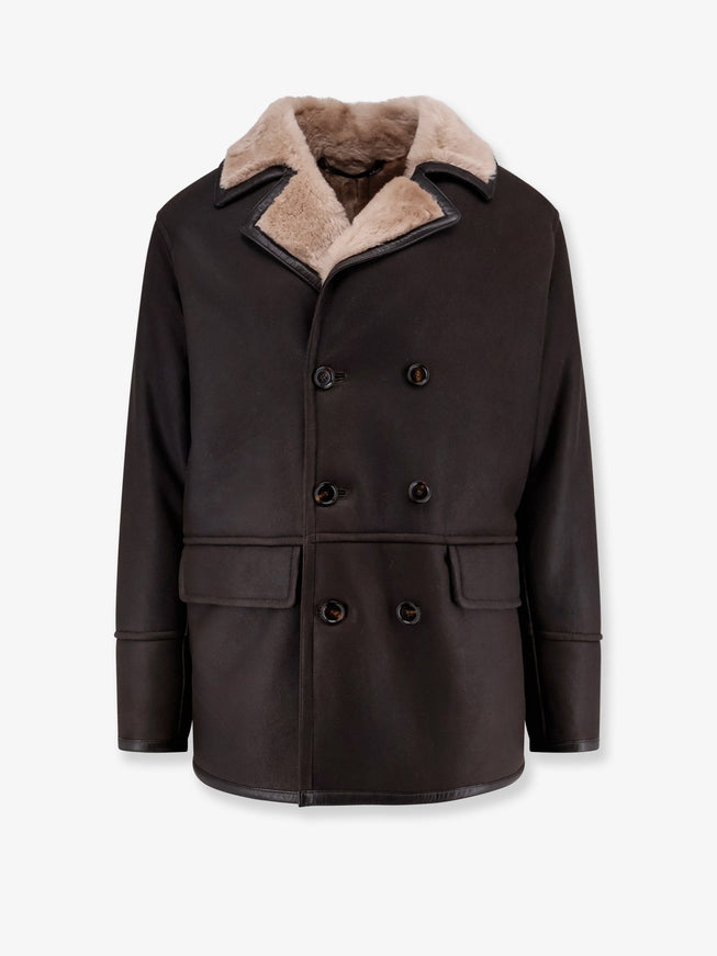 Boss Mabano Shearling Jacket Medium Brown