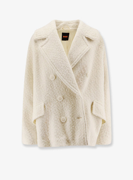 Boss Wool Blend Caban Coat Open White