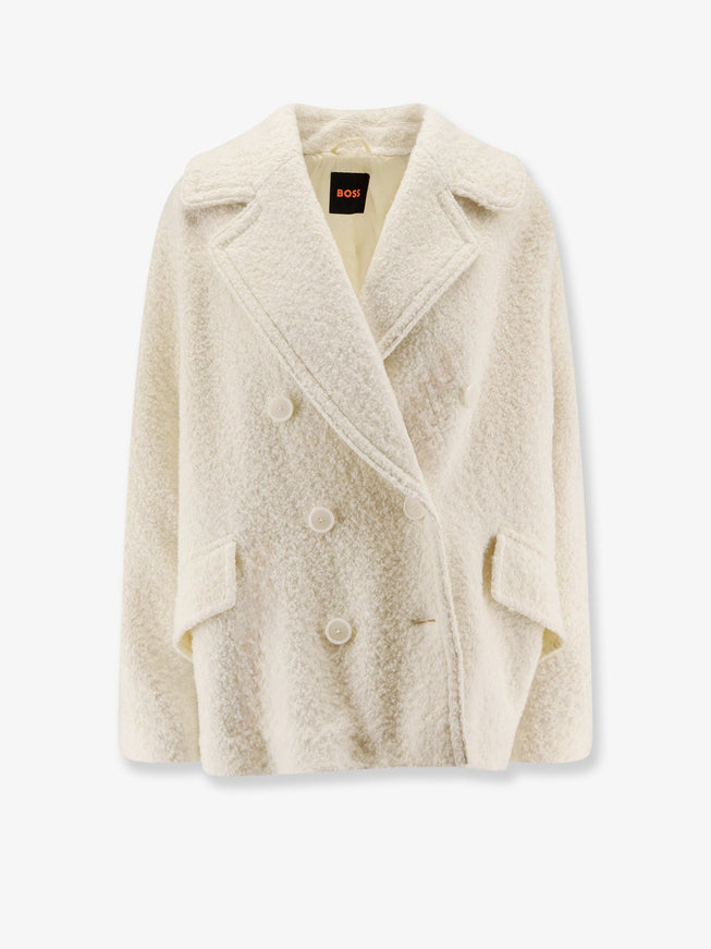 Boss Wool Blend Caban Coat Open White